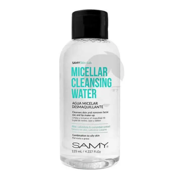 Agua Micelar Desmaquillante Samy 125 ml – Limpiador Facial para Rostro, Ojos y Labios