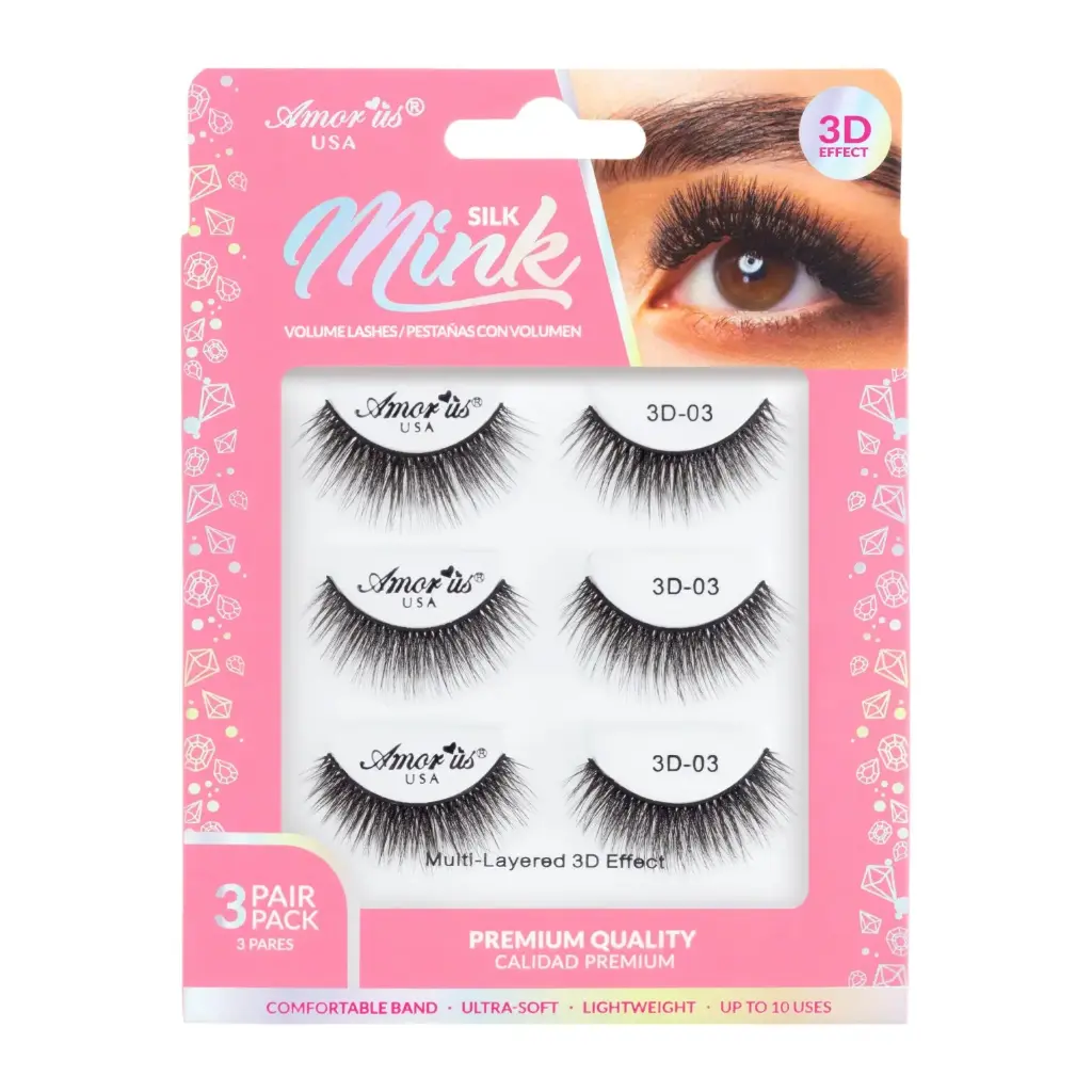 Amor Us 3D Silk Mink Lashes #03 – Pestañas Postizas Volumen Natural