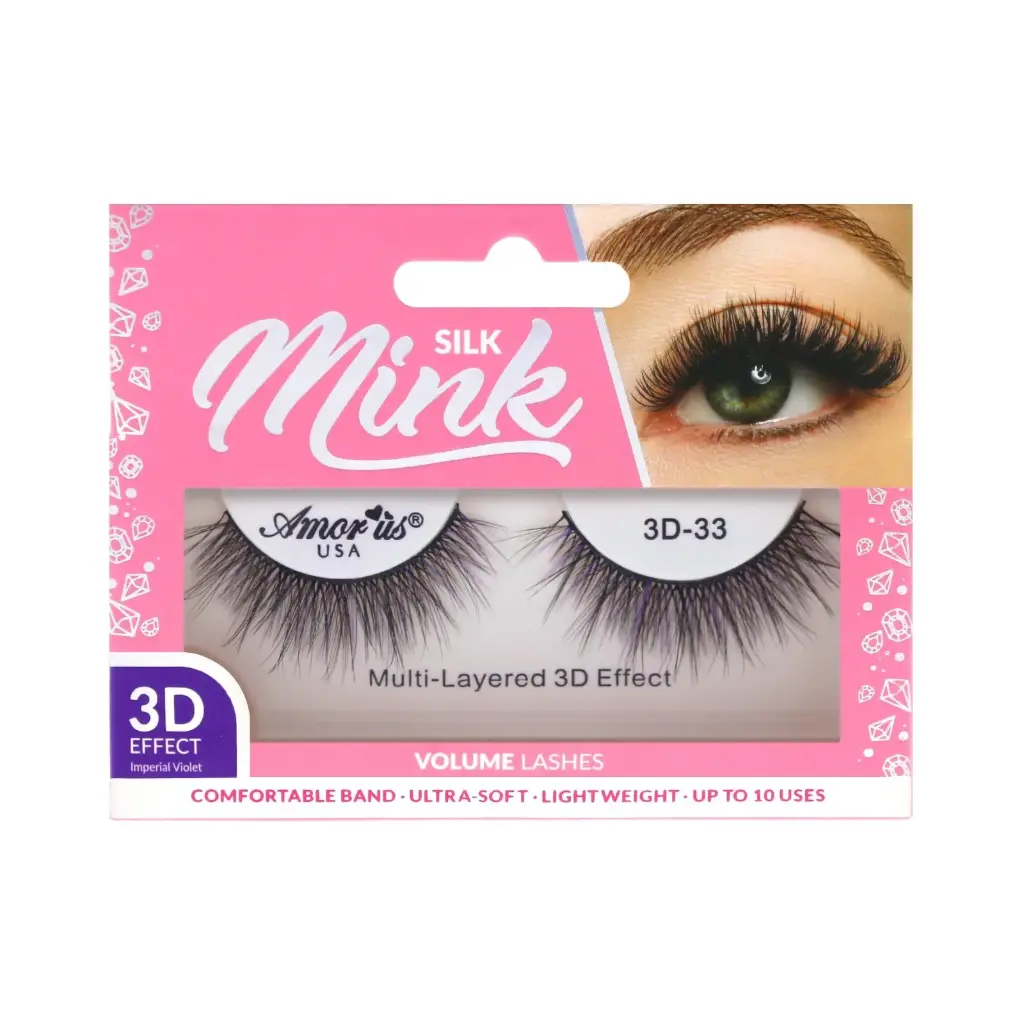 Amor Us 3D Silk Mink Lashes #33 – Pestañas Postizas Volumen Natural