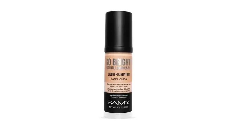 Base Líquida Go Bright 30 g Samy #1.0 Light – Base de Maquillaje Iluminadora
