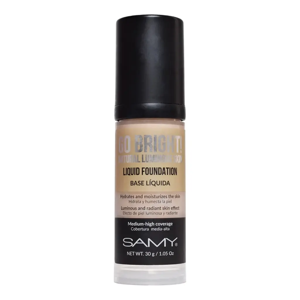 Base Líquida Go Bright 30 g Samy #3.0 Medium – Base de Maquillaje Iluminadora