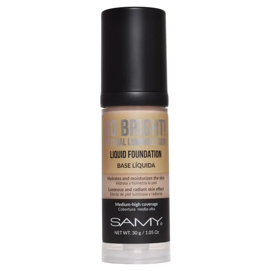 Base Líquida Go Bright 30 g Samy #4.0 Medium Tan – Base de Maquillaje Iluminadora