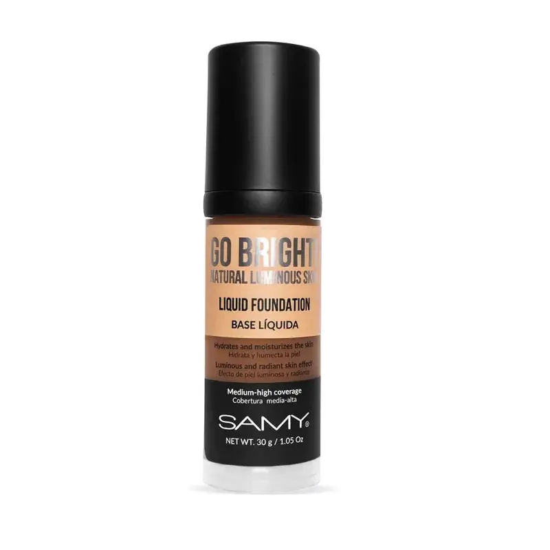 Base Líquida Go Bright 30 g Samy #6.0 Deep Tan – Base de Maquillaje Iluminadora