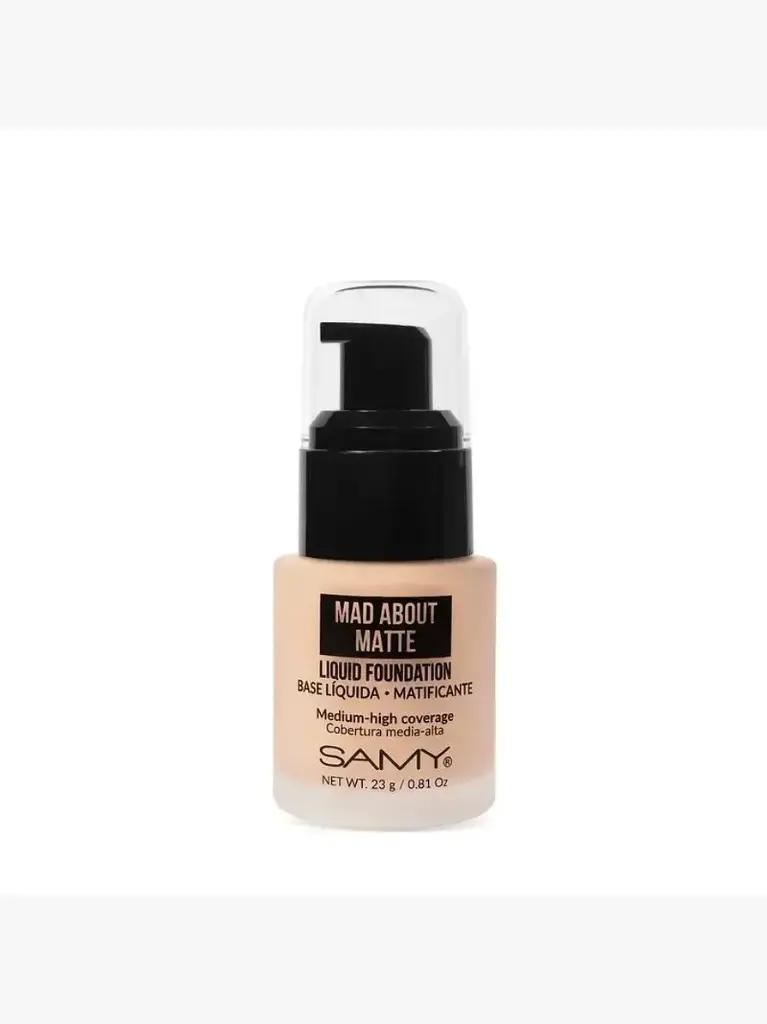 Base Líquida Matificante Samy #3.0 Medium – Base de Maquillaje Acabado Mate