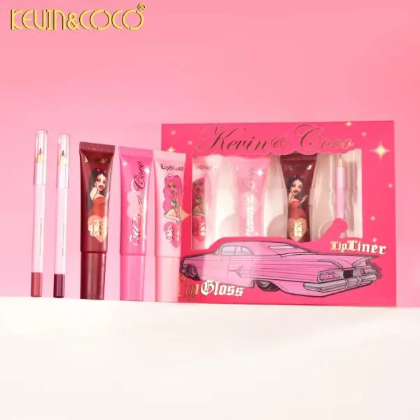 KEVIN & COCO LIP GLOSS & LIP LINER SET 5 PCS