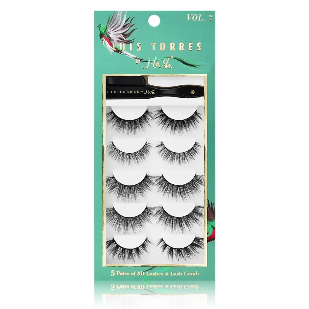 LUIS TORRES BY JLASH 5 PAIRS OF 3D LASHES & LASH COMB