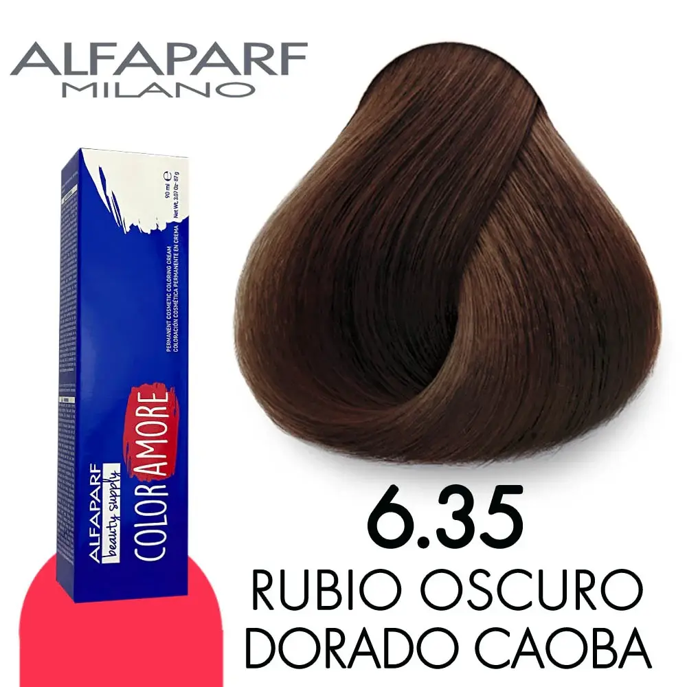 Tinte 6.35 Rubio Oscuro Dorado Caoba 90 ml Color Amore de Alfaparf Milano – Coloración Permanente Profesional
