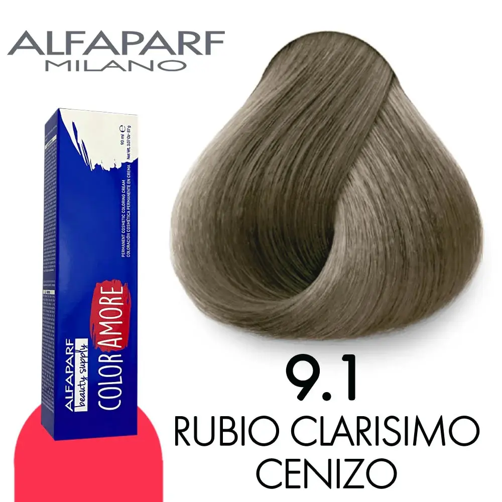 ALFAPARF COLOR AMORE TINTE 9.1 RUBIO CLARISIMO CENIZO 90 ML