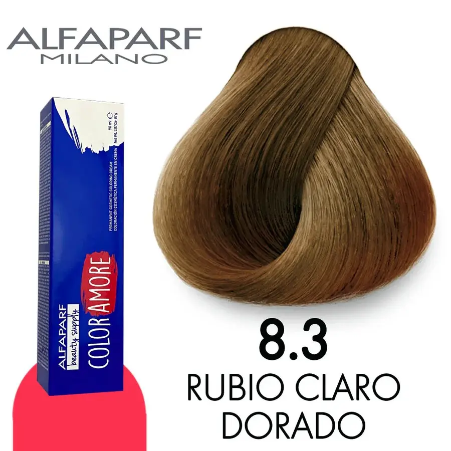 Tinte 8.3 Rubio Claro Dorado 90 ml Color Amore de Alfaparf Milano – Coloración Permanente para Cabello