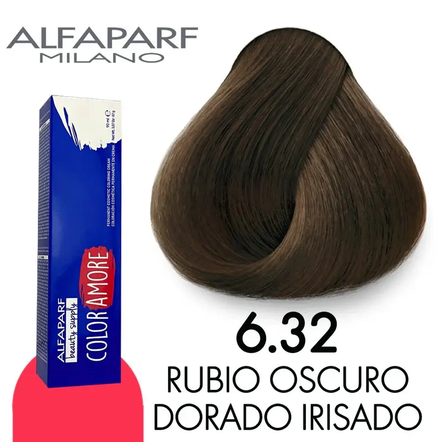 Tinte 6.32 Rubio Oscuro Dorado Irisado 90 ml Color Amore de Alfaparf Milano – Coloración Permanente para Cabello