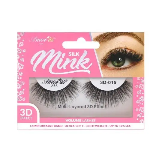 Amor Us 3D Silk Mink Lashes #15 – Pestañas Postizas Volumen Natural
