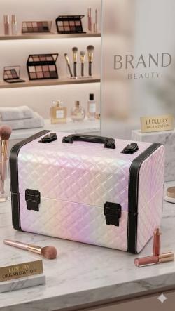 BELLAS MALETA MAQUILLAJE MEDIANA 2 PISOS TORNAZOL ROMBOS