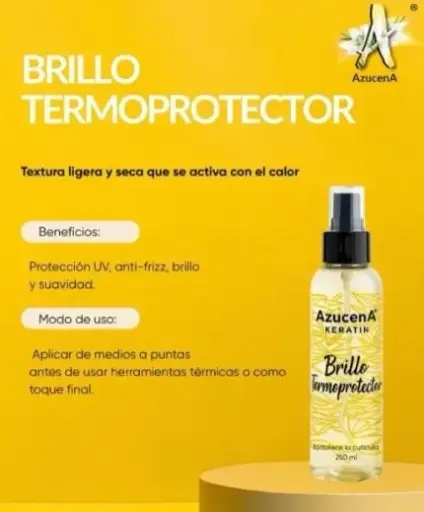[7443032550748] AZUCENA Brillo Termoprotector 250ml – Protege y Da Brillo al Cabello