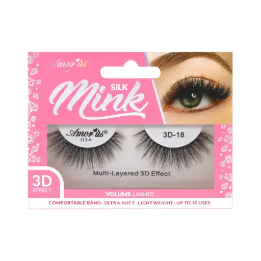[681441562205] Amor Us 3D Silk Mink Lashes #18 – Pestañas Postizas Volumen Natural