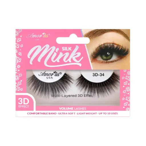 [681441562281] Amor Us 3D Silk Mink Lashes #34 – Pestañas Postizas Volumen Natural