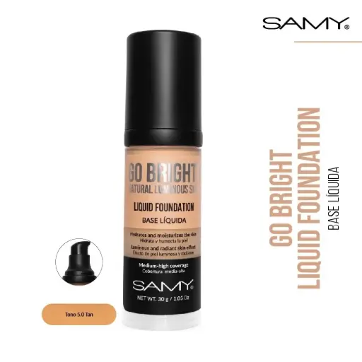 [7703378596436] BASE LÖQUIDA GO BRIGHT 30 g SAMY # 5.0 TAN