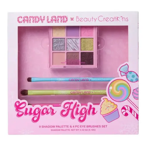 [810182143644] BEAUTY CREATIONS CANDY LAND SUGAR HIGH SHADOW PALETTE & EYE BRUSHES SET 5 PCS