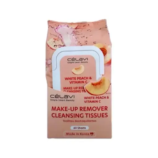 [641018701840] CELAVI TOALLITAS DESMAQUILLANTES WHITE PEACH & VITAMIN C 60 SHEETS