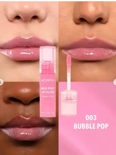 [840222312877] MOIRA MAXI POUT LIP GLOSS 003 BUBBLE POP
