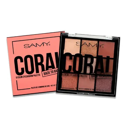 [7703378923416] PALETA X 9 SOMBRAS DE OJOS SAMY # 12. CORAL