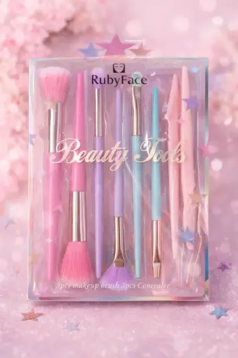 [6972547650915] RUBY FACE BEAUTY TOOL BRUSH 8 PCS