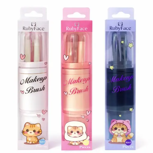 [6485295784363] RUBY FACE Makeup Brush 4 in 1 piezas