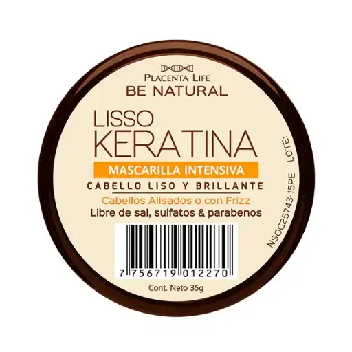 [7756719017367] BE NATURAL Lisso Keratina Mascarilla Intensiva 35 g – Reparación Profunda y Cabello Liso