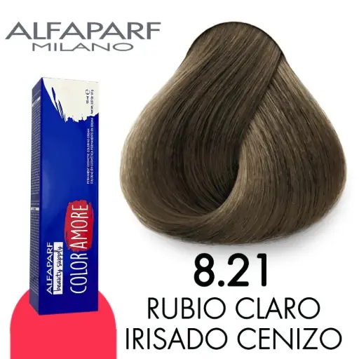 [8022297128252] Tinte 8.21 Rubio Claro Irisado Cenizo 90 ml Color Amore de Alfaparf Milano – Coloración Permanente para Cabello