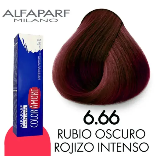 [8022297128146] Tinte 6.66 Rubio Oscuro Rojizo Intenso 90 ml Color Amore de Alfaparf Milano – Coloración Permanente para Cabello