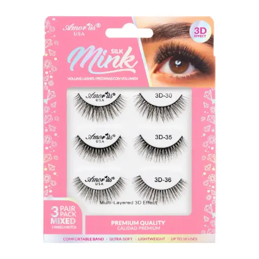 [610895186101] AMOR US Mink Lashes Pack 3D 3P Mix #5 – Pack de Pestañas Postizas Volumen 3D