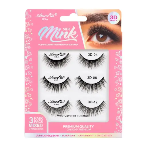 [610895186088] AMOR US Mink Lashes Pack 3D 3P Mix #3 – Pack de Pestañas Postizas Volumen 3D