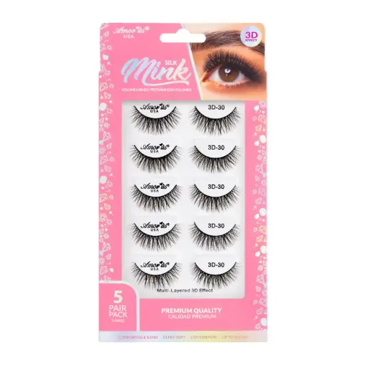 [610895186125] AMOR US Mink Lashes 5P 3D #30 – Pestañas Postizas Volumen 3D Efecto Mink