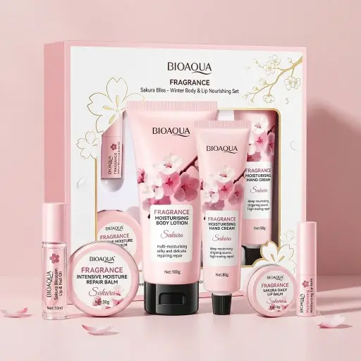 [6976623805329] BIOAQUA Cherry Blossom Series Winter Moisturizing and Luxurious Nourishing Set