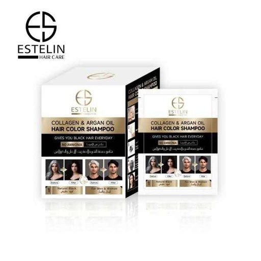 [6971764155609] ESTELIN HAIR COLOR SHAMPOO BLACK SACHETS 25ML