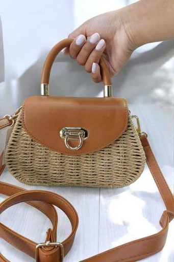 [6975282026649] SOFIA ZUL BOLSO DE MIMBRE CON ASA DE BAMBU